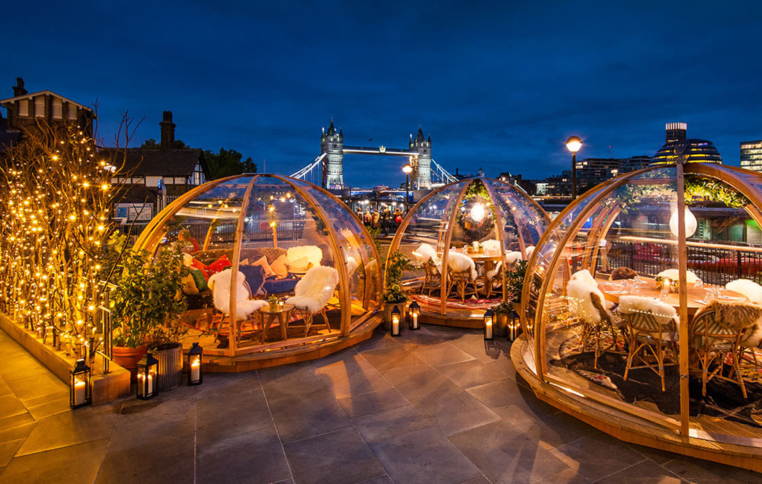 Coppa Club à Londres : un endroit magique pour savourer un excellent repas dans un igloo, bien au chaud
